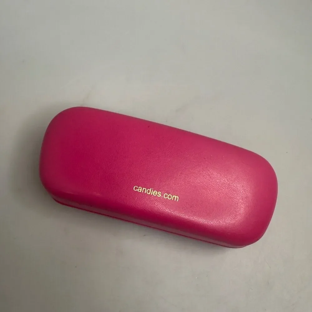 CANDIE'S Pink Sunglasses Eye Glasses Glass Hard Case Gold Lettering - EUC-